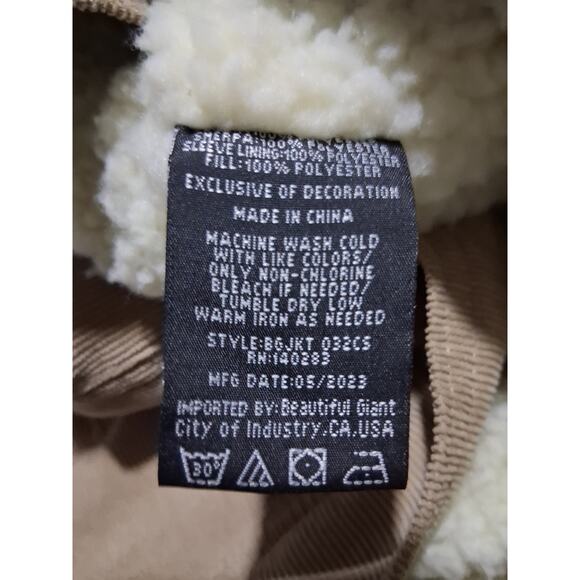 Beautiful Giant Mens size Large Corduroy Sherpa Tan Trucker Grungecore Jacket - Picture 6 of 12